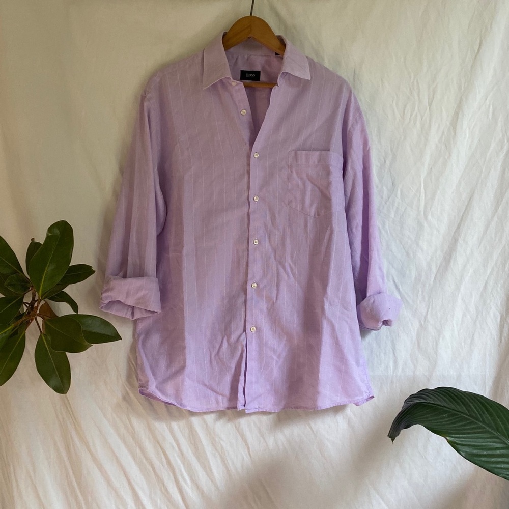 HUGO BOSS Pale Purple Button Down ~ Size Men’s 41